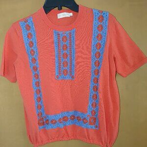 Vintage TORY BURCH Woman's Short Sleeves Knit Top Size S Used